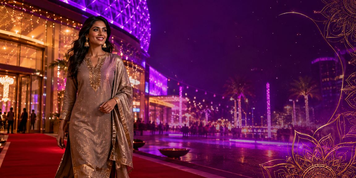 Happy young Indian woman registering on mobile casino platform